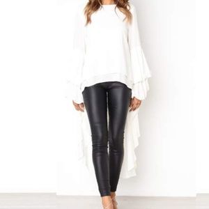 High-Low Peplum Blouse | Chiffon | White